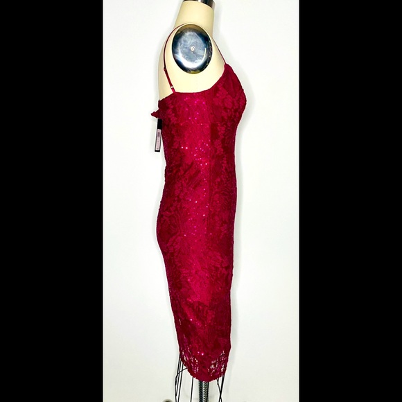 NWT GUESS Sequin & Lace Asymmetrical Dress - Picture 5 of 10